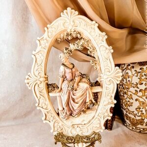 Elegant Vintage Chalkware Feminine Wall Hanging